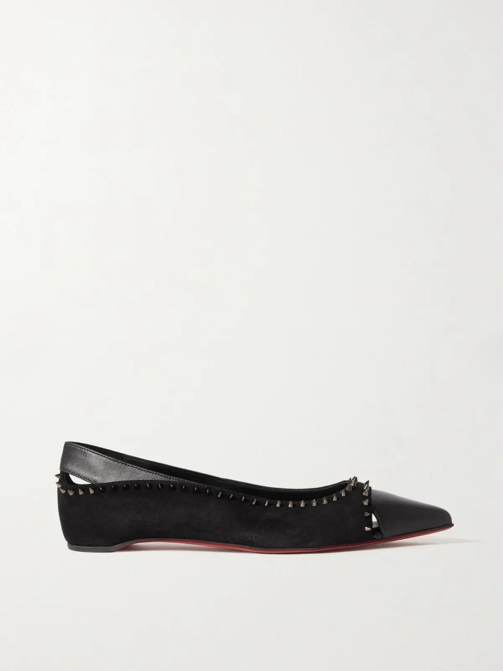 DUVETTINA SPIKES FLAT Black Studded Pointed Toe Ballet Flat